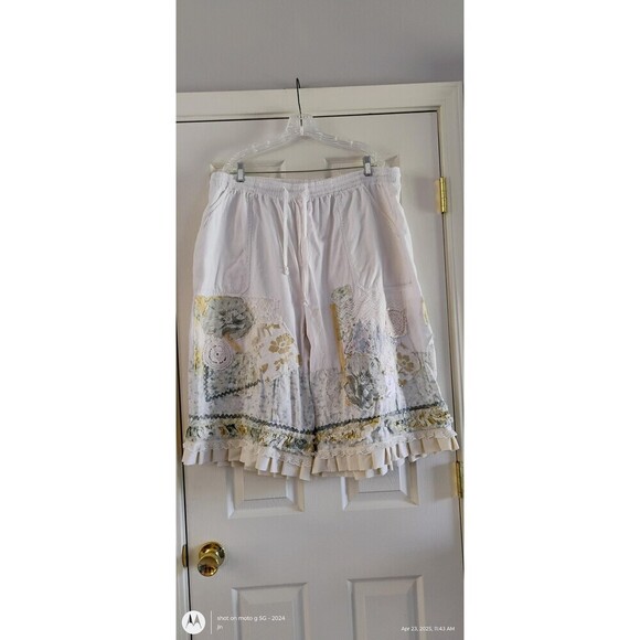 Custom Bloomer Pants Boho Shabby Chic White Lace Patchwork Crochet Ruffle - Picture 1 of 10